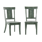 Chaise de salle à manger en bois avec panneau dorsal, lot de 2 – Gris antique / Blanc / Noir / Vert sauge / Bleu denim foncé / Rouge baie / Chêne