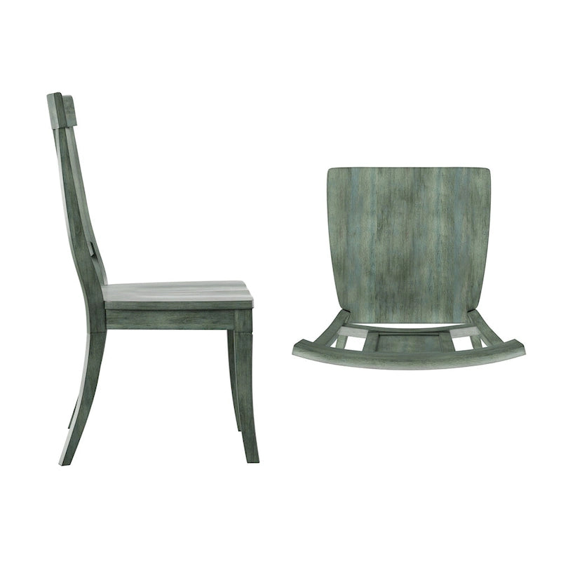 Chaise de salle à manger en bois avec panneau dorsal, lot de 2 – Gris antique / Blanc / Noir / Vert sauge / Bleu denim foncé / Rouge baie / Chêne