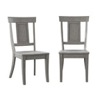 Chaise de salle à manger en bois avec panneau dorsal, lot de 2 – Gris antique / Blanc / Noir / Vert sauge / Bleu denim foncé / Rouge baie / Chêne
