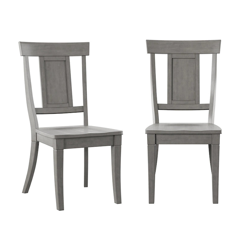 Chaise de salle à manger en bois avec panneau dorsal, lot de 2 – Gris antique / Blanc / Noir / Vert sauge / Bleu denim foncé / Rouge baie / Chêne
