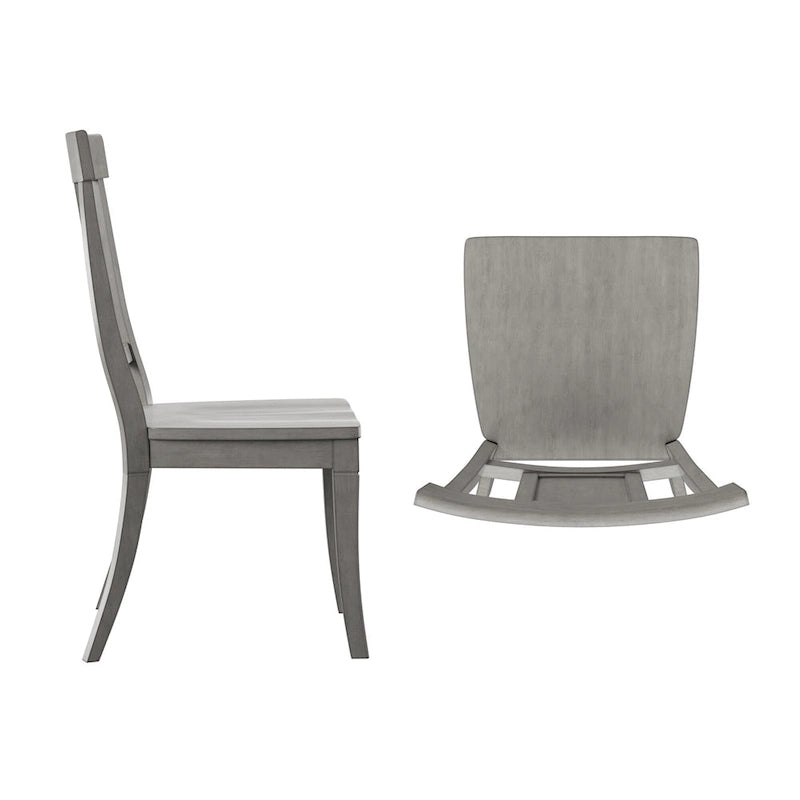 Chaise de salle à manger en bois avec panneau dorsal, lot de 2 – Gris antique / Blanc / Noir / Vert sauge / Bleu denim foncé / Rouge baie / Chêne