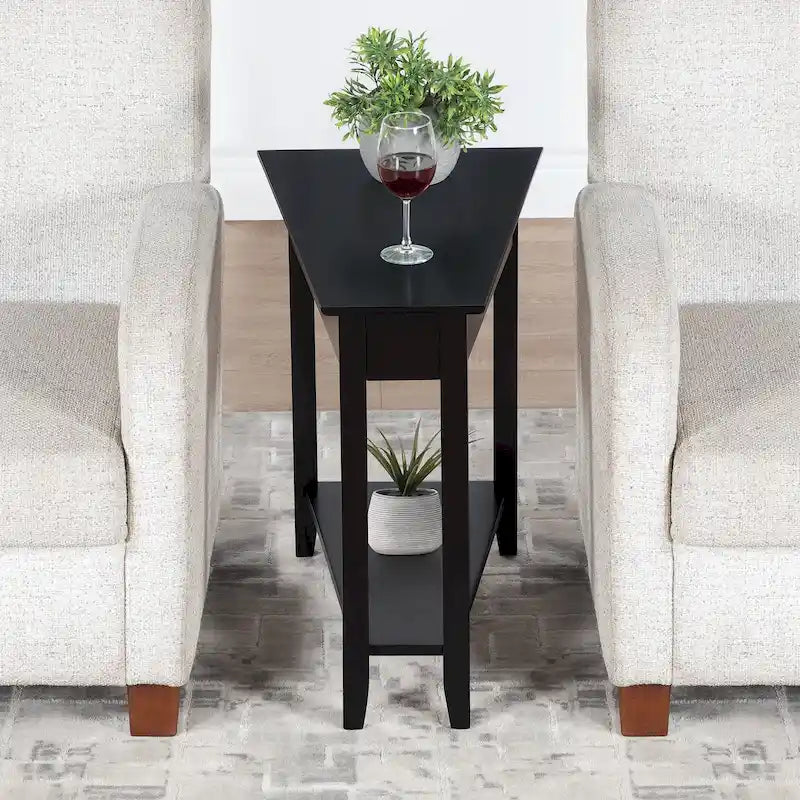 Table d'appoint d'angle triangulaire multicolore avec étagère, pour 1