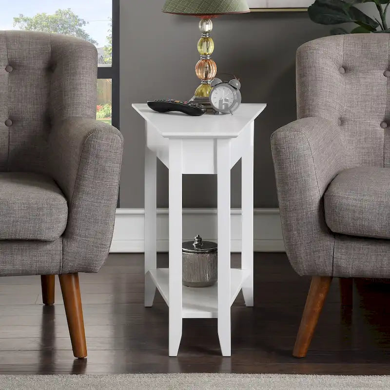 Table d'appoint d'angle triangulaire multicolore avec étagère, pour 1