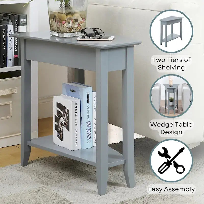Table d'appoint d'angle triangulaire multicolore avec étagère, pour 1
