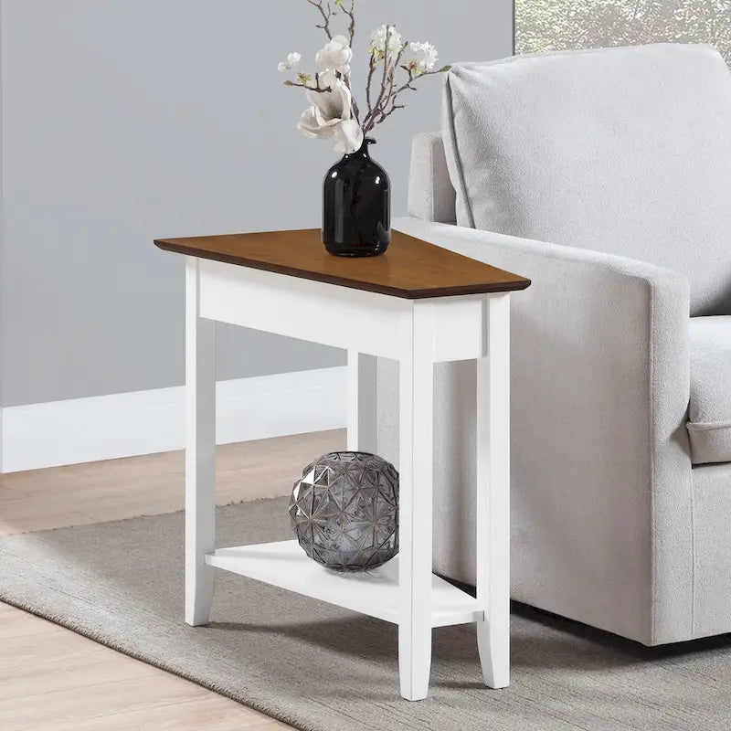 Table d'appoint d'angle triangulaire multicolore avec étagère, pour 1