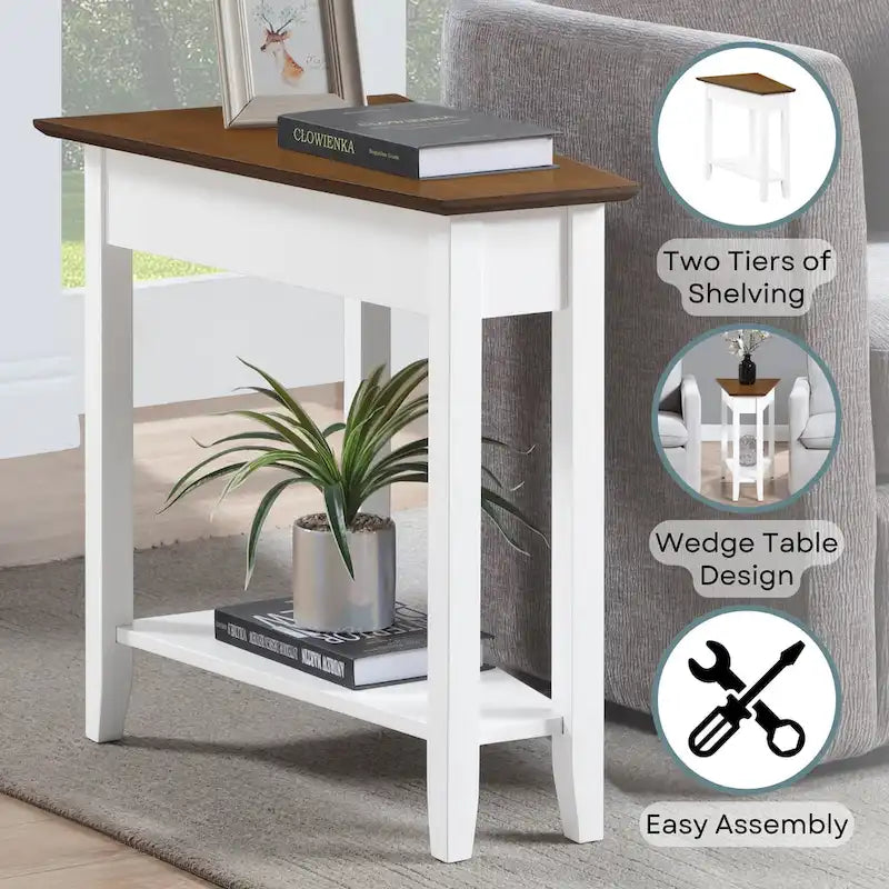 Table d'appoint d'angle triangulaire multicolore avec étagère, pour 1