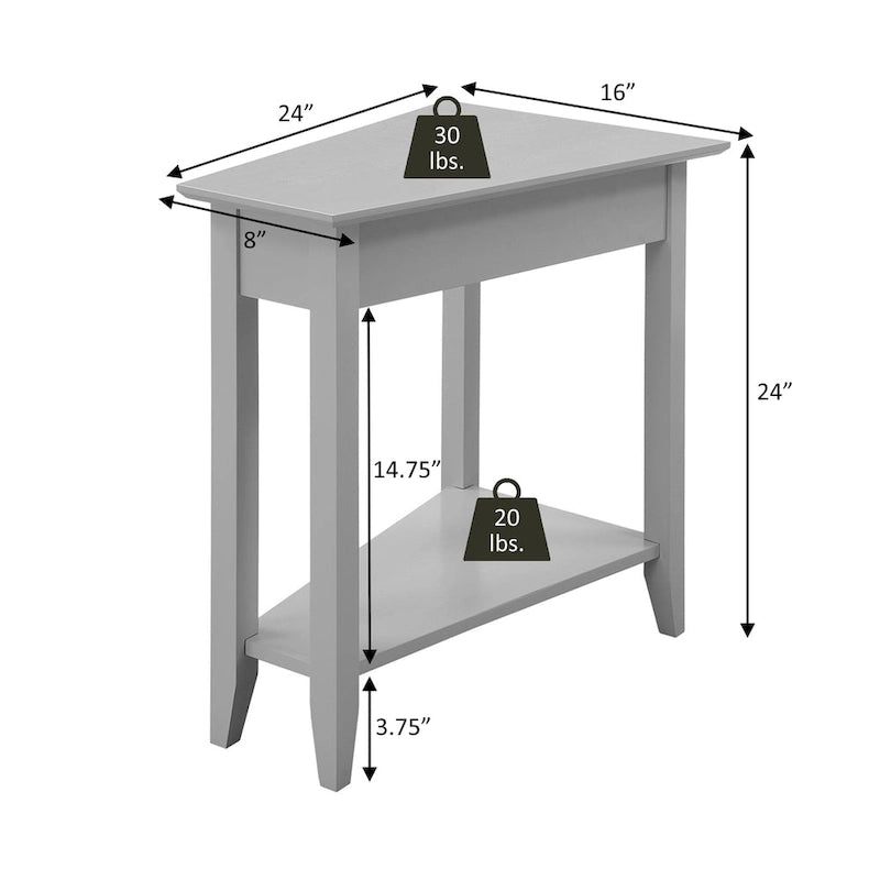 Table d'appoint d'angle triangulaire multicolore avec étagère, pour 1
