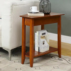 Table d'appoint d'angle triangulaire multicolore avec étagère, pour 1