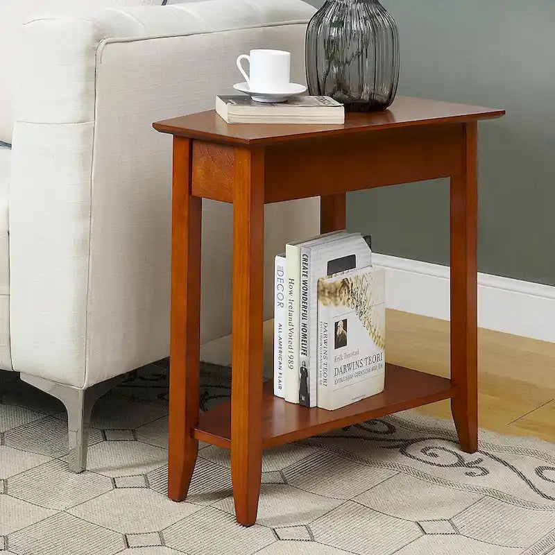 Table d'appoint d'angle triangulaire multicolore avec étagère, pour 1