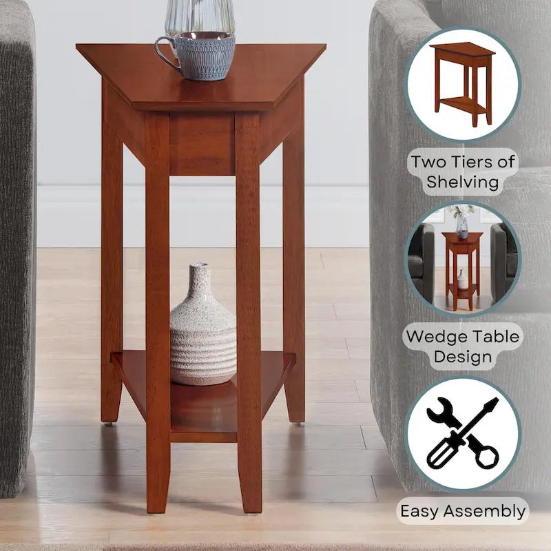 Table d'appoint d'angle triangulaire multicolore avec étagère, pour 1