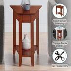 Table d'appoint d'angle triangulaire multicolore avec étagère, pour 1