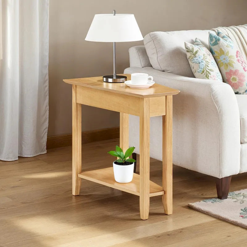 Table d'appoint d'angle triangulaire multicolore avec étagère, pour 1