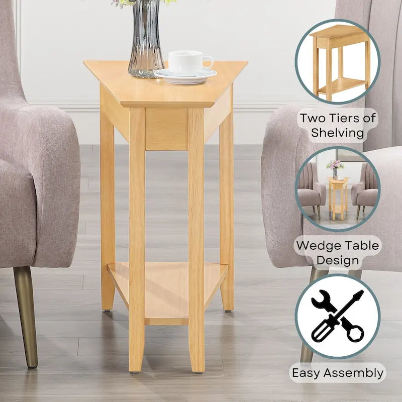 Table d'appoint d'angle triangulaire multicolore avec étagère, pour 1