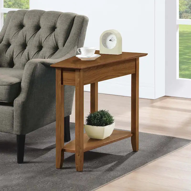 Table d'appoint d'angle triangulaire multicolore avec étagère, pour 1