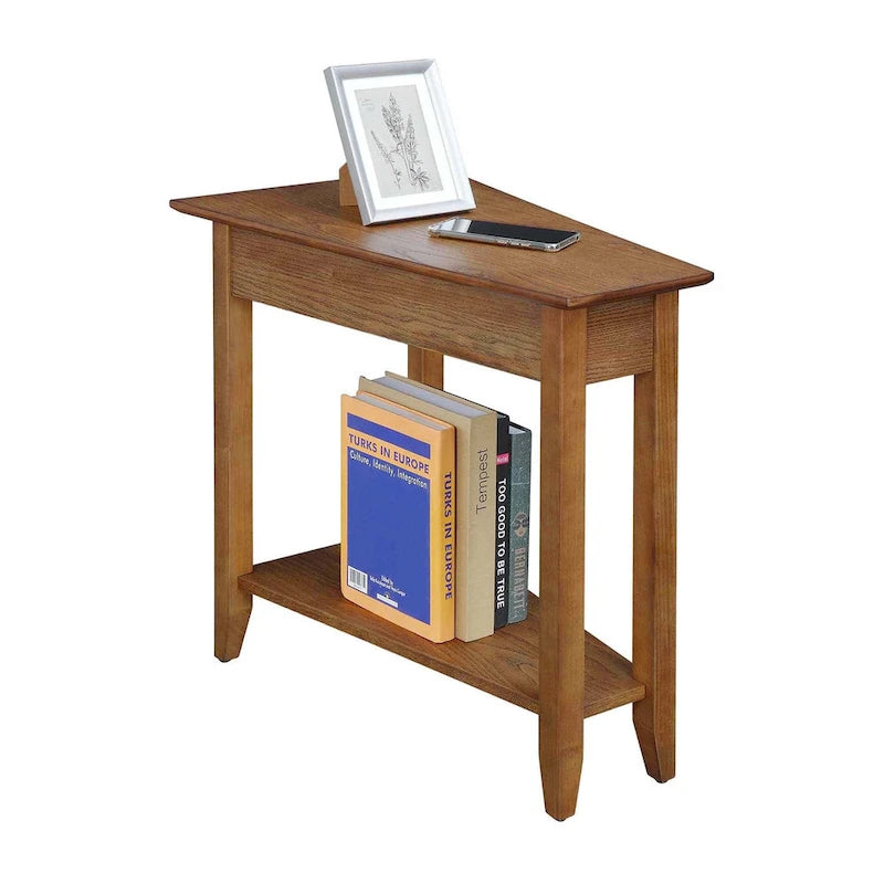 Table d'appoint d'angle triangulaire multicolore avec étagère, pour 1