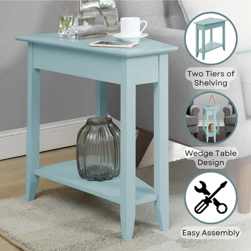 Table d'appoint d'angle triangulaire multicolore avec étagère, pour 1