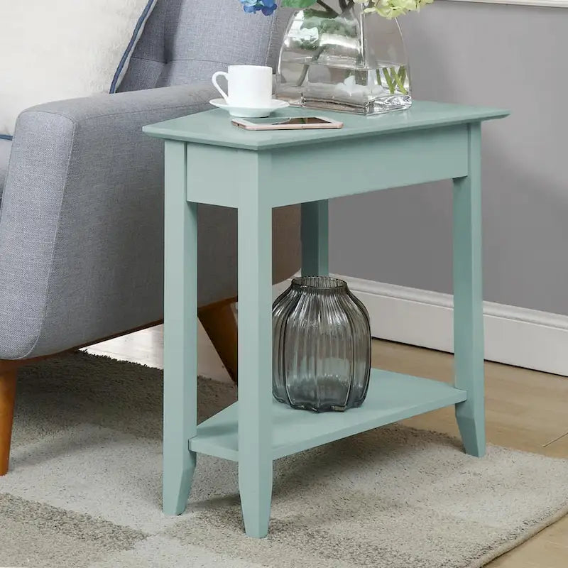 Table d'appoint d'angle triangulaire multicolore avec étagère, pour 1