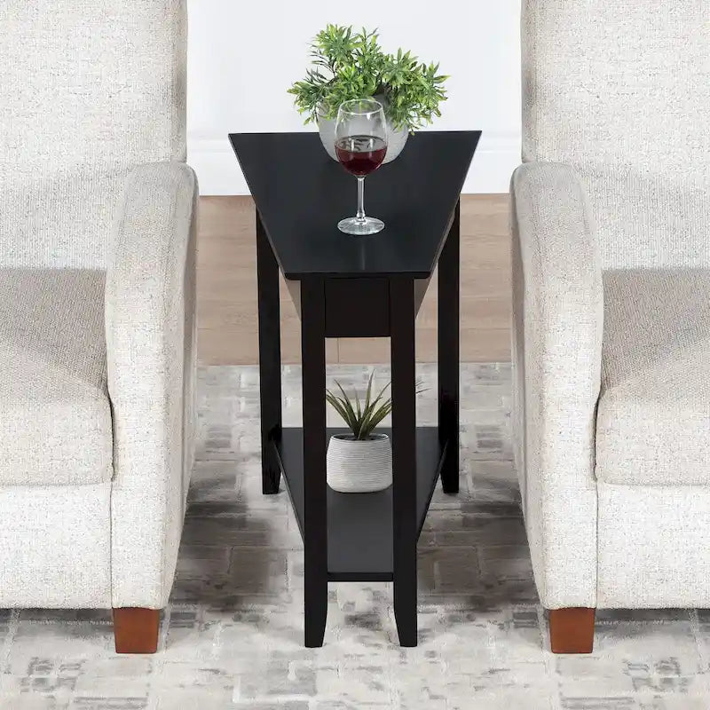 Table d'appoint d'angle triangulaire multicolore avec étagère, pour 1