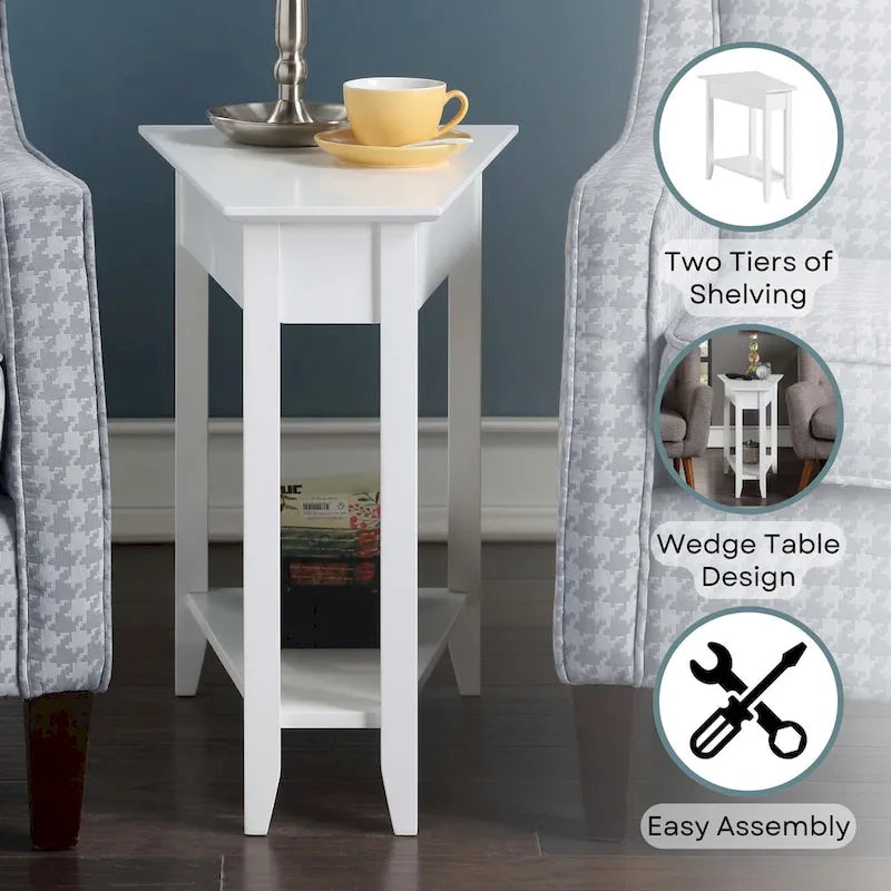 Table d'appoint d'angle triangulaire multicolore avec étagère, pour 1