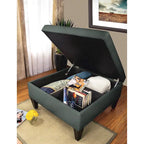 Pouf de rangement carré cocktail 1 place gris foncé / denim / ivoire / havane