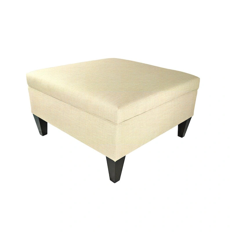Pouf de rangement carré cocktail 1 place gris foncé / denim / ivoire / havane