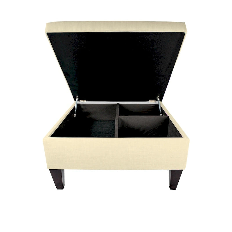 Pouf de rangement carré cocktail 1 place gris foncé / denim / ivoire / havane