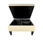 Pouf de rangement carré cocktail 1 place gris foncé / denim / ivoire / havane
