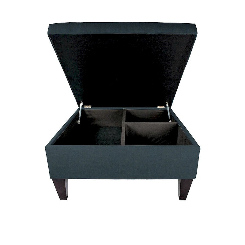 Pouf de rangement carré cocktail 1 place gris foncé / denim / ivoire / havane