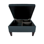 Pouf de rangement carré cocktail 1 place gris foncé / denim / ivoire / havane