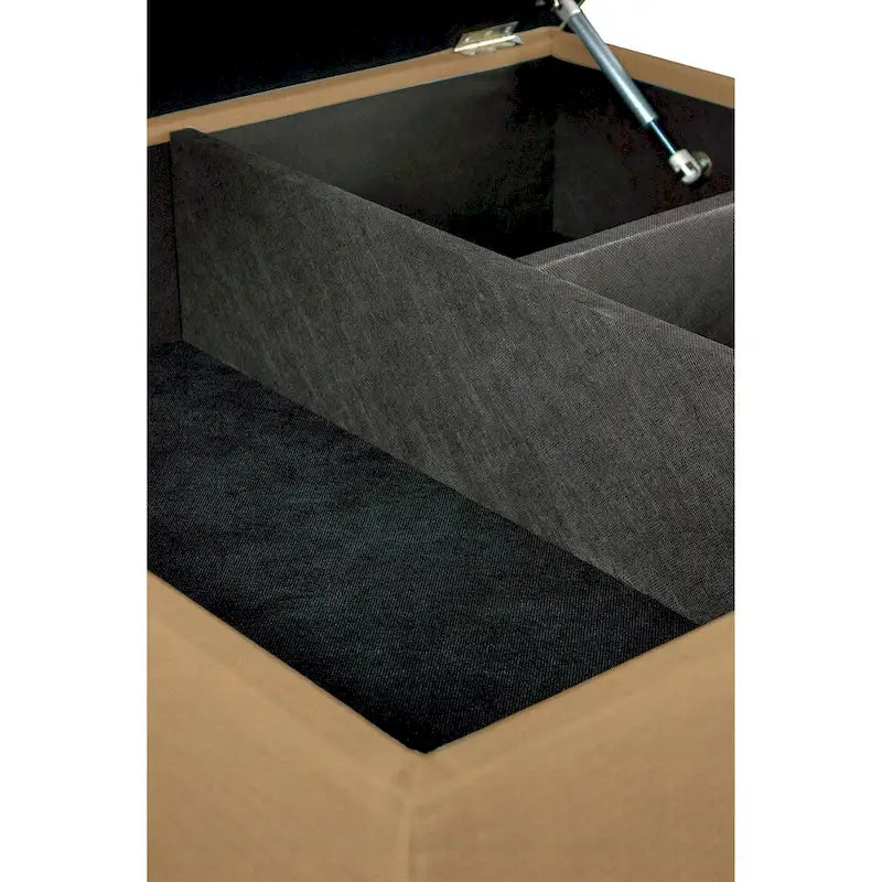 Pouf de rangement carré cocktail 1 place gris foncé / denim / ivoire / havane