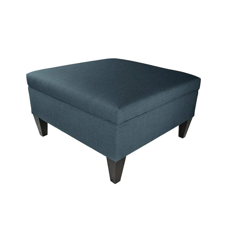 Pouf de rangement carré cocktail 1 place gris foncé / denim / ivoire / havane