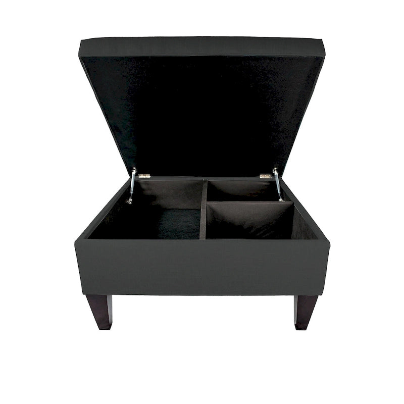 Pouf de rangement carré cocktail 1 place gris foncé / denim / ivoire / havane