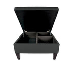 Pouf de rangement carré cocktail 1 place gris foncé / denim / ivoire / havane