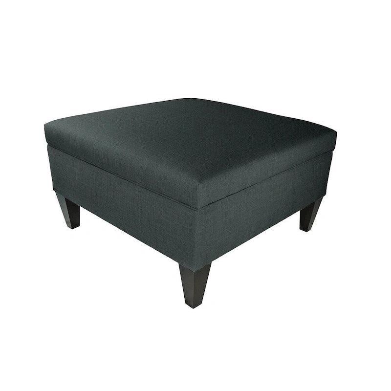Pouf de rangement carré cocktail 1 place gris foncé / denim / ivoire / havane