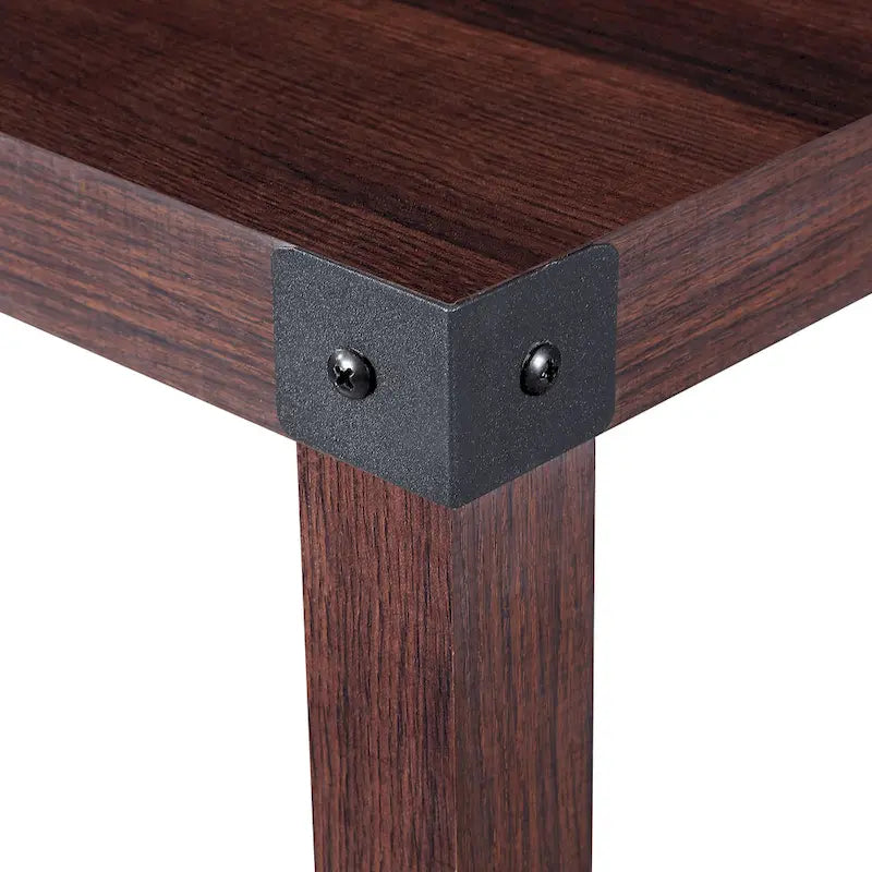 Table d'appoint à 2 niveaux gris/marron avec étagère de rangement, cadre en métal et plateau en bois