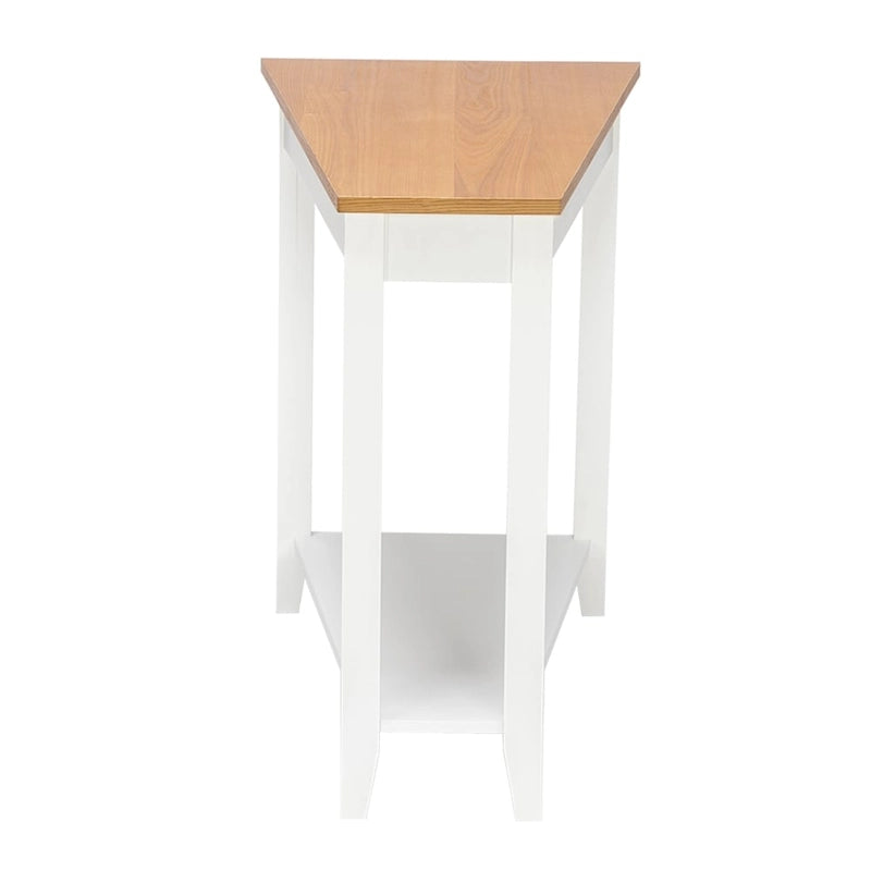 Table de chevet à 2 niveaux blanc et noyer clair