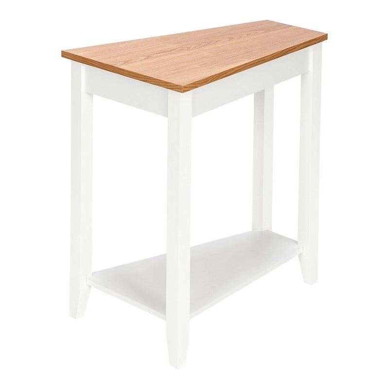 Table de chevet à 2 niveaux blanc et noyer clair