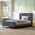 Lit plateforme capitonné en velours gris/beige/rose – Jumeau/Double/Queen, 2 personnes