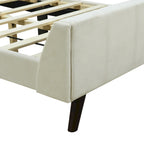 Lit plateforme capitonné en velours gris/beige/rose – Jumeau/Double/Queen, 2 personnes