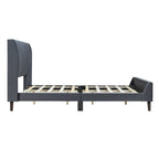Lit plateforme capitonné en velours gris/beige/rose – Jumeau/Double/Queen, 2 personnes
