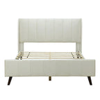 Lit plateforme capitonné en velours gris/beige/rose – Jumeau/Double/Queen, 2 personnes