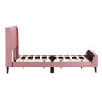 Lit plateforme capitonné en velours gris/beige/rose – Jumeau/Double/Queen, 2 personnes