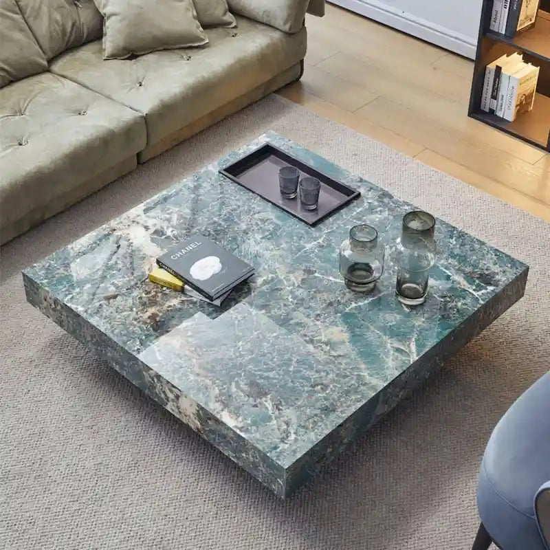 Table basse carrée en pierre frittée, style moderne, pour 1