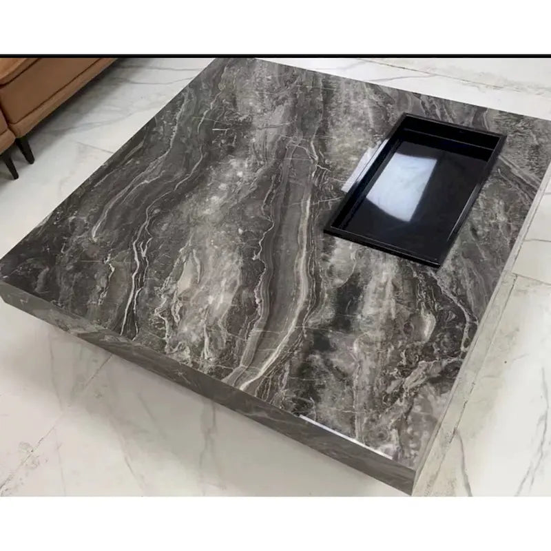 Table basse carrée en pierre frittée, style moderne, pour 1