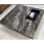Table basse carrée en pierre frittée, style moderne, pour 1