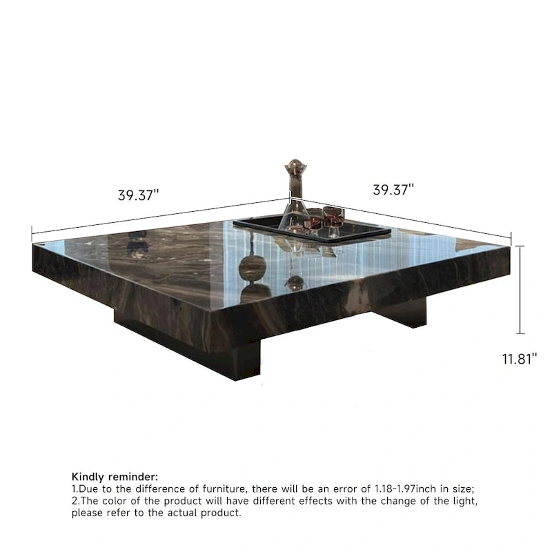 Table basse carrée en pierre frittée, style moderne, pour 1
