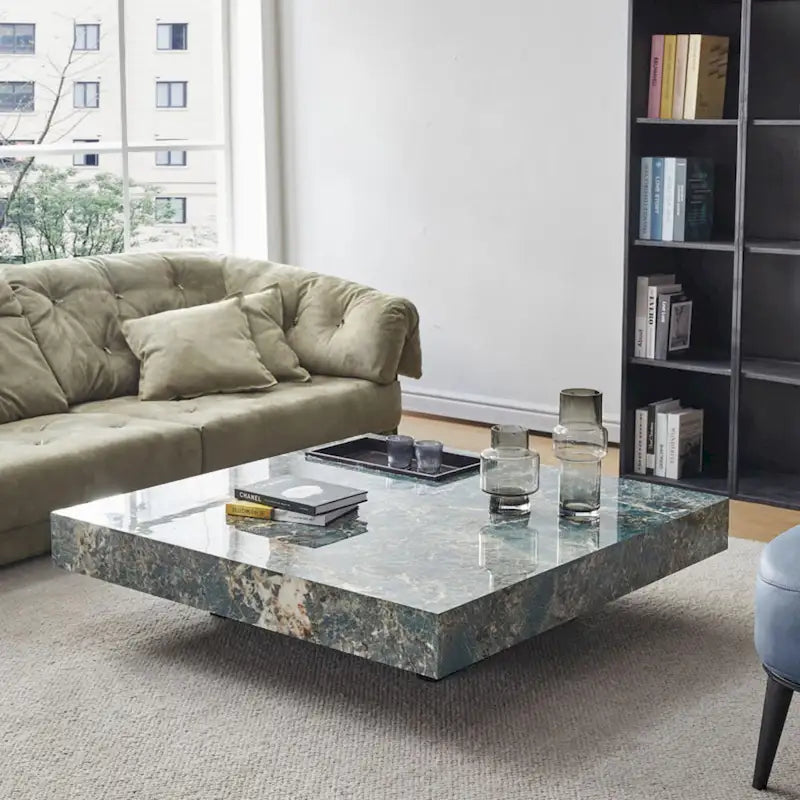 Table basse carrée en pierre frittée, style moderne, pour 1