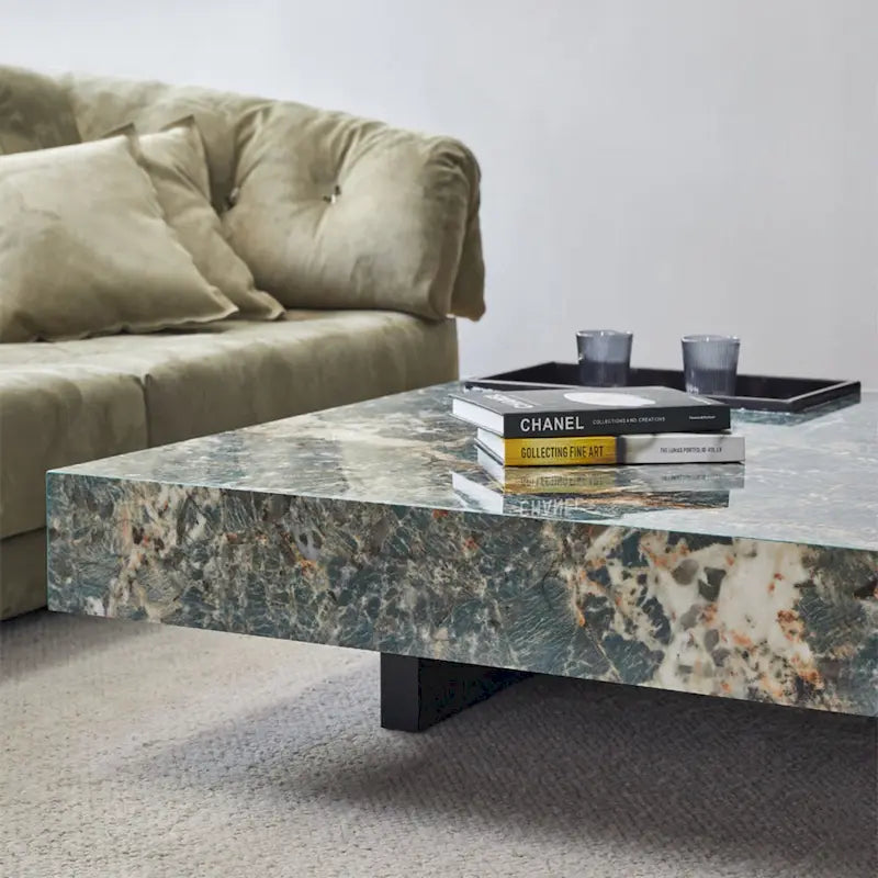Table basse carrée en pierre frittée, style moderne, pour 1
