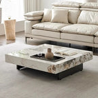 Table basse carrée en pierre frittée, style moderne, pour 1