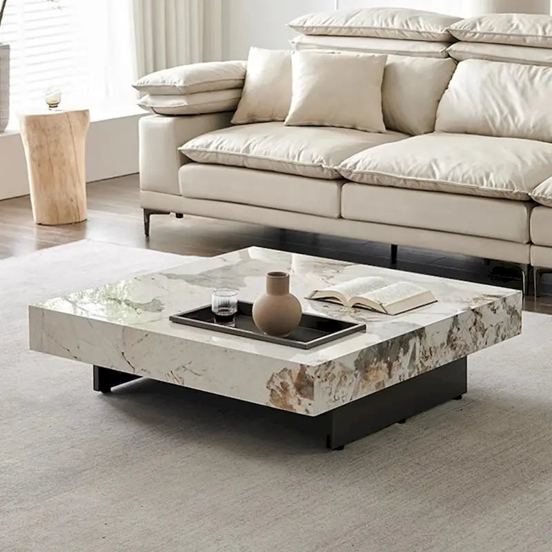 Table basse carrée en pierre frittée, style moderne, pour 1